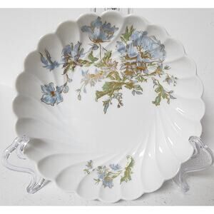 Haviland Limoges France 5" Porcelain Plate Blue Florals Gold Gilt Swirl Rim Vtg